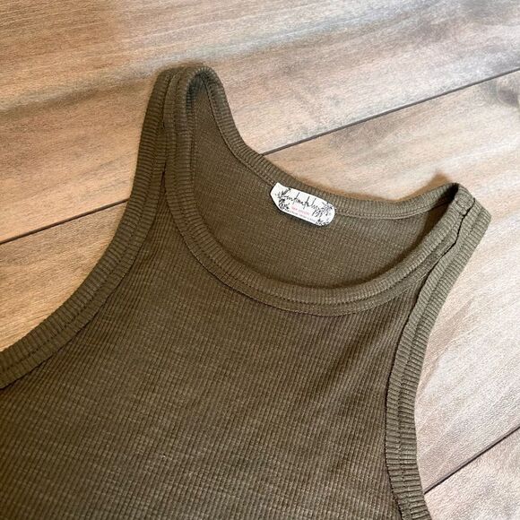 Free People Green Casual Ribbed Tank Top Women XS - Picture 2 of 4